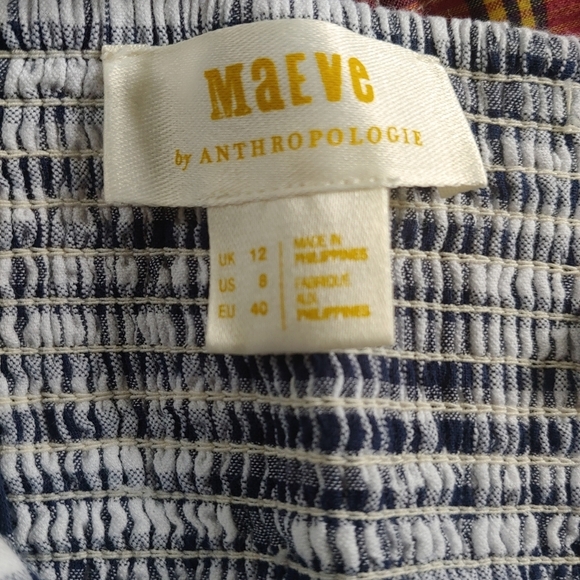 Anthropologie Maeve Blue Gingham Crop Top Size 8 - Picture 9 of 10